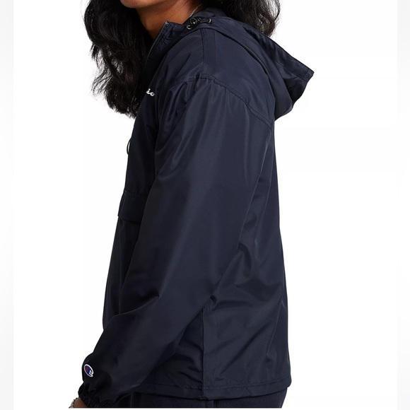 Men's Packable Half-Zip Hooded Water-Resistant Jacket - Picture 4 of 5